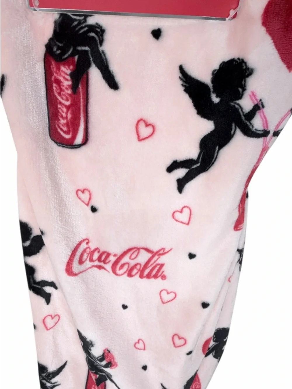 Coca Cola Cupid Valentine Velvet Soft Throw Blanket Pink 60x70 NWT Coke Logo